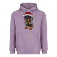 Lavender dachshund puppy christmas lights Heavyweight Hoodie - RanaPortraitStore