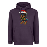 Plum dachshund puppy christmas lights Heavyweight Hoodie - RanaPortraitStore