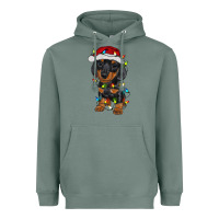 Sage dachshund puppy christmas lights Heavyweight Hoodie - RanaPortraitStore