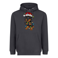 Smoke dachshund puppy christmas lights Heavyweight Hoodie - RanaPortraitStore