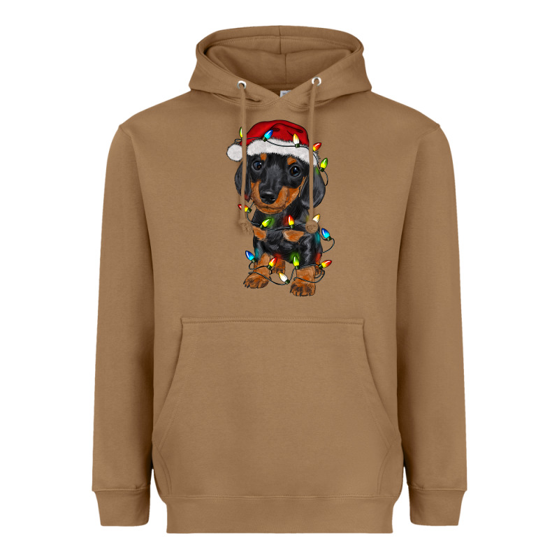 Dachshund Puppy Christmas Lights Heavyweight Hoodie by RanaPortraitStore | Teevron