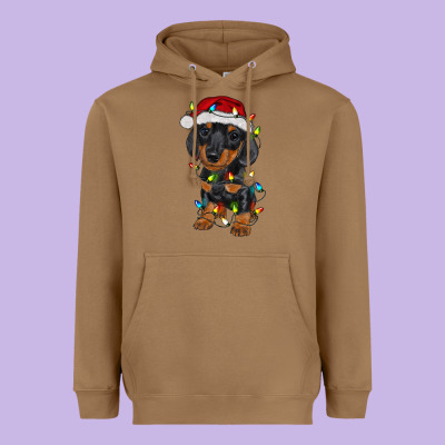 Dachshund Puppy Christmas Lights Heavyweight Hoodie Designed By Ranaportraitstore
