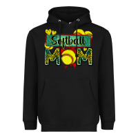 Black softball mom with leopard Heavyweight Hoodie - Zillion Design Studio