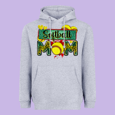 Softball Mom With Leopard Heavyweight Hoodie Designed By Zillion Design Studio