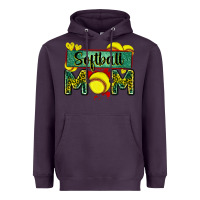 Plum softball mom with leopard Heavyweight Hoodie - Zillion Design Studio