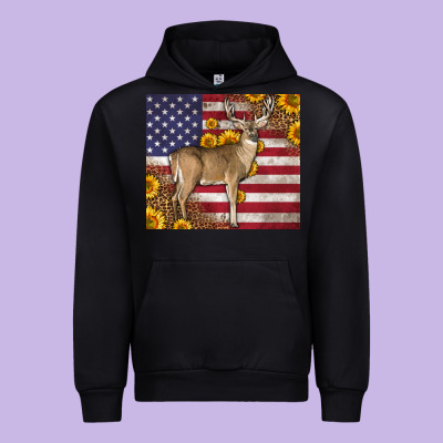 Western American Flag And Deer Urban Hoodie Designed By Lillyallendesigns