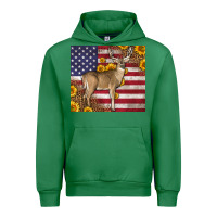 Emerald Western American Flag And Deer Urban Hoodie - LillyAllenDesigns