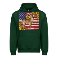 Forest Green Western American Flag And Deer Urban Hoodie - LillyAllenDesigns