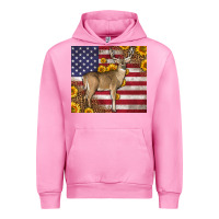 Fuchsia Pink Western American Flag And Deer Urban Hoodie - LillyAllenDesigns
