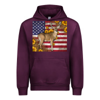 Mauve Wine Western American Flag And Deer Urban Hoodie - LillyAllenDesigns