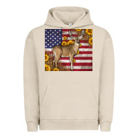 Pigment French Oak Western American Flag And Deer Urban Hoodie - LillyAllenDesigns