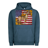 Pigment Midnight Navy Western American Flag And Deer Urban Hoodie - LillyAllenDesigns