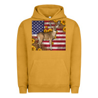 Pigment Peanut Butter Western American Flag And Deer Urban Hoodie - LillyAllenDesigns