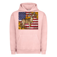 Pigment Salmon Western American Flag And Deer Urban Hoodie - LillyAllenDesigns