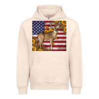 Sandshell Western American Flag And Deer Urban Hoodie - LillyAllenDesigns