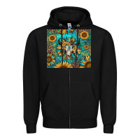 Black bull skull sunflowers Zipper Hoodie - RanaPortraitStore