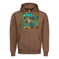 Chestnut bull skull sunflowers Zipper Hoodie - RanaPortraitStore