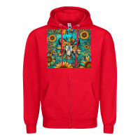 Red bull skull sunflowers Zipper Hoodie - RanaPortraitStore
