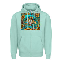 Seafoam bull skull sunflowers Zipper Hoodie - RanaPortraitStore