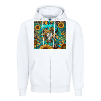 White bull skull sunflowers Zipper Hoodie - RanaPortraitStore