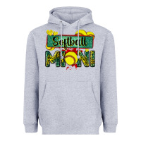 Heather Grey softball mini with leopard Heavyweight Hoodie - Zillion Design Studio