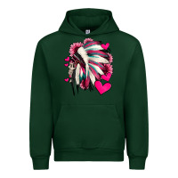 Forest Green indian headdress with hearts valentine's day Urban Hoodie - Jasminsmagicworld