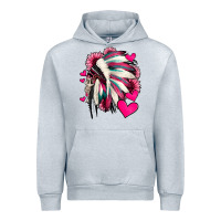 Heather Grey indian headdress with hearts valentine's day Urban Hoodie - Jasminsmagicworld