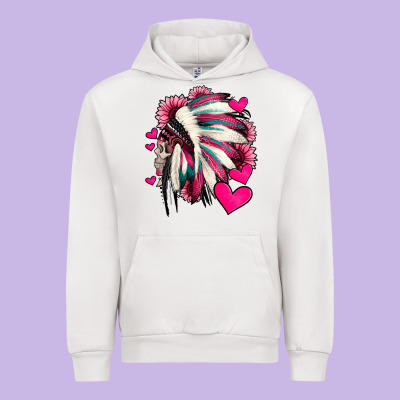 Indian Headdress With Hearts Valentine's Day Urban Hoodie Designed By Jasminsmagicworld