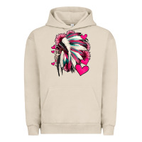 Pigment French Oak indian headdress with hearts valentine's day Urban Hoodie - Jasminsmagicworld