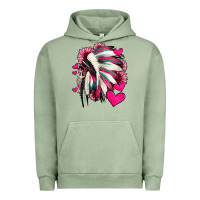 Pigment Oil Green indian headdress with hearts valentine's day Urban Hoodie - Jasminsmagicworld