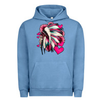 Pigment Pebble Blue indian headdress with hearts valentine's day Urban Hoodie - Jasminsmagicworld