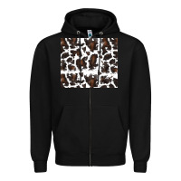 Black cowhide pattern Zipper Hoodie - RanaPortraitStore