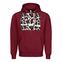 Burgundy cowhide pattern Zipper Hoodie - RanaPortraitStore