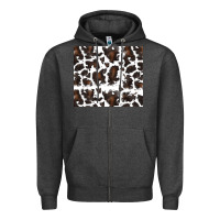 Charcoal Heather cowhide pattern Zipper Hoodie - RanaPortraitStore