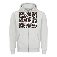 Dove Grey cowhide pattern Zipper Hoodie - RanaPortraitStore