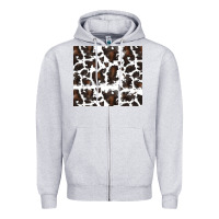 Heather Grey cowhide pattern Zipper Hoodie - RanaPortraitStore