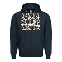 Navy cowhide pattern Zipper Hoodie - RanaPortraitStore