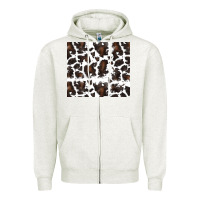 Oatmeal Heather cowhide pattern Zipper Hoodie - RanaPortraitStore