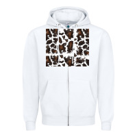 White cowhide pattern Zipper Hoodie - RanaPortraitStore