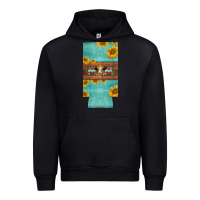 Black mom hereford cattle sunflowers on tooled leather slim can cooler Urban Hoodie - BarkalooDesign