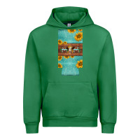 Emerald mom hereford cattle sunflowers on tooled leather slim can cooler Urban Hoodie - BarkalooDesign