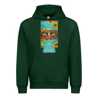 Forest Green mom hereford cattle sunflowers on tooled leather slim can cooler Urban Hoodie - BarkalooDesign
