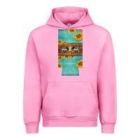 Fuchsia Pink mom hereford cattle sunflowers on tooled leather slim can cooler Urban Hoodie - BarkalooDesign