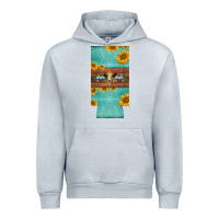 Heather Grey mom hereford cattle sunflowers on tooled leather slim can cooler Urban Hoodie - BarkalooDesign