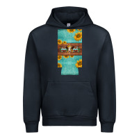 Navy mom hereford cattle sunflowers on tooled leather slim can cooler Urban Hoodie - BarkalooDesign