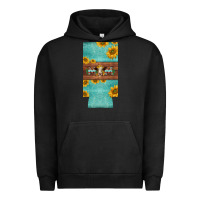 Pigment Black mom hereford cattle sunflowers on tooled leather slim can cooler Urban Hoodie - BarkalooDesign