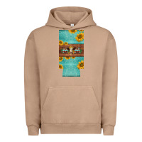 Pigment Burro mom hereford cattle sunflowers on tooled leather slim can cooler Urban Hoodie - BarkalooDesign