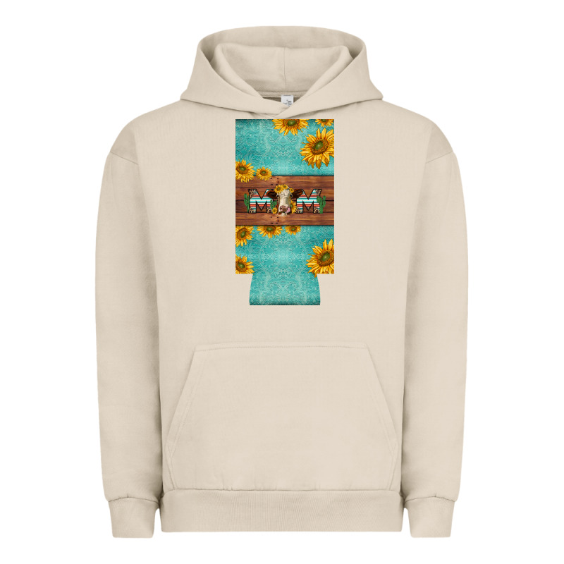 Mom Hereford Cattle Sunflowers On Tooled Leather Slim Can Cooler Urban Hoodie by BarkalooDesign | Teevron