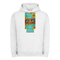 Pigment Lunar Rock mom hereford cattle sunflowers on tooled leather slim can cooler Urban Hoodie - BarkalooDesign