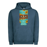 Pigment Midnight Navy mom hereford cattle sunflowers on tooled leather slim can cooler Urban Hoodie - BarkalooDesign